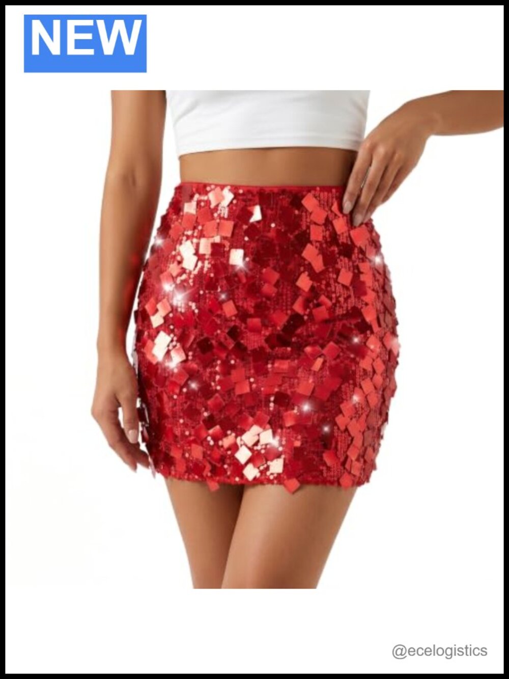 Sequin Mini Skirt Stretchy Bodycon Glitter Pencil Skirt Night Out